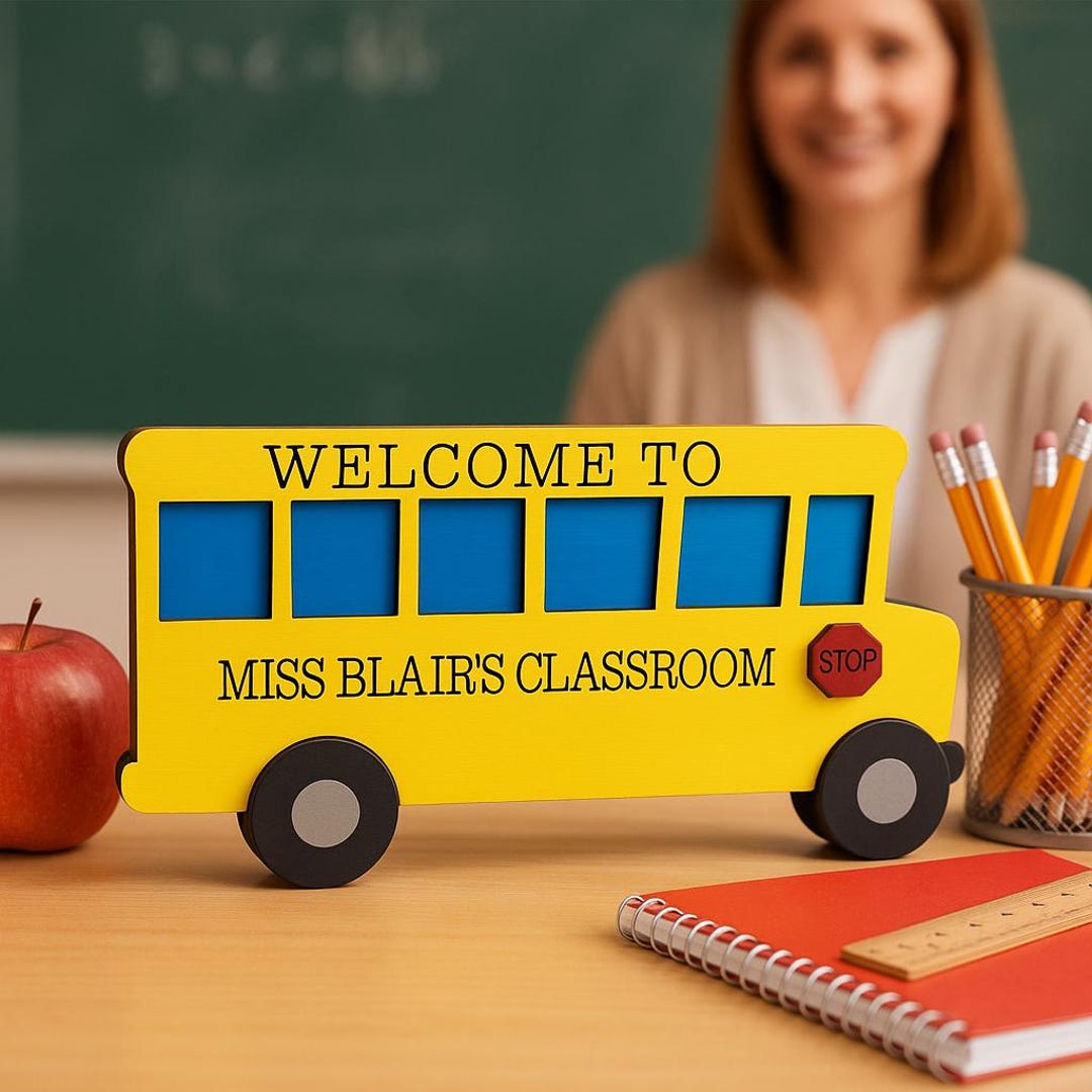Bus Rider Sign Classroom Personalized School Bus Teacher Sign: Engraved Birch Wood Classroom ...