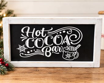 Hot Cocoa Bar Sign, Christmas Coffee Bar Decor, Hot Chocolate Station Sign, Rustic Christmas Kitchen Decor, Farmhouse Holiday Sign