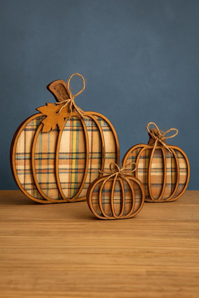 3D Wooden Pumpkin Set: Rustic Farmhouse Fall Decor - Etsy