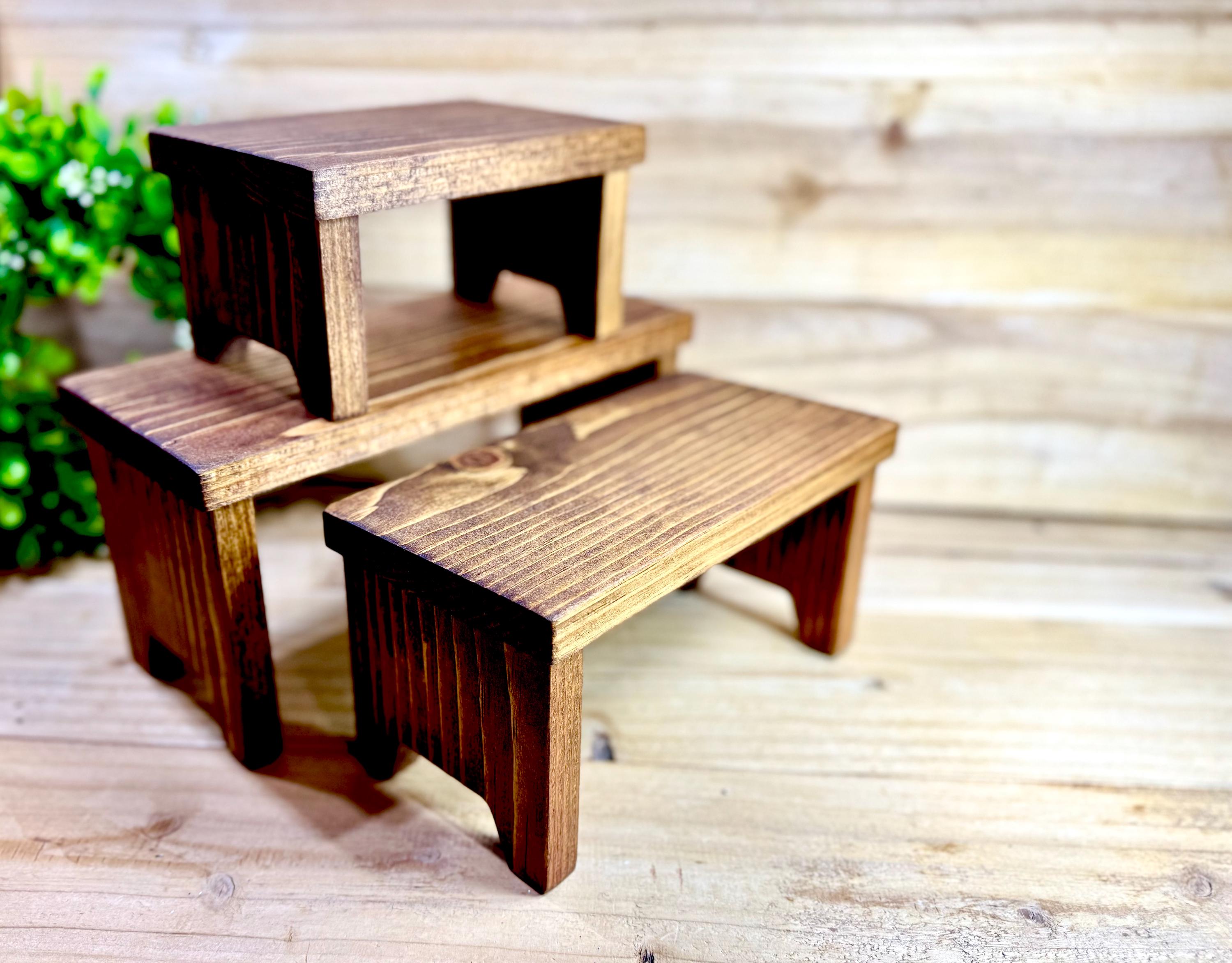 Rustic Wood Display Riser Rustic Pine Wood Nesting Risers: Farmhouse Display Set, Early American ...