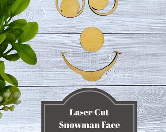 Laser Cut Snowman Face Wood Cutout: DIY Christmas Craft (Fits 1x4 Board