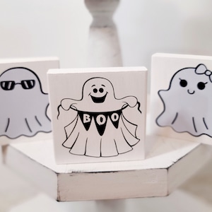 Ghost tiered tray signs Halloween mini signs