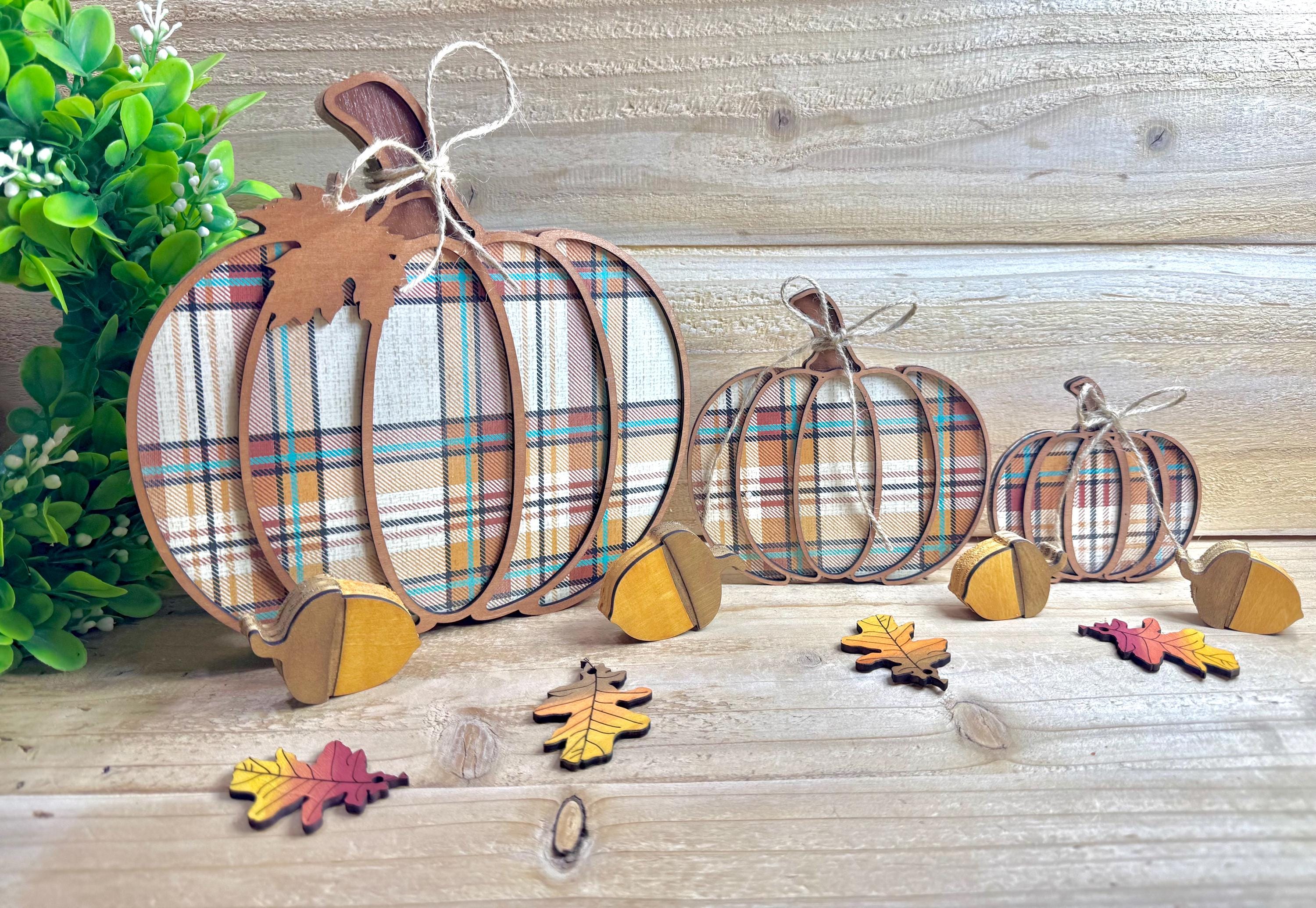 3D Wooden Pumpkin Set: Rustic Farmhouse Fall Decor - Etsy