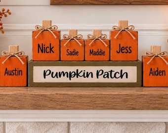 Personalized Pumpkin Patch Family Sign, Wooden Pumpkin Decor, Custom Family Name Pumpkins, Fall Thanksgiving Shelf Decor