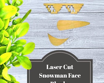 Laser Cut Snowman Face Wood Cutout: DIY Christmas Craft (Fits 1x4 Board