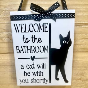 Signe drôle de salle de bains, cadeau de maman de chat, décor de salle de bains, signe de chat