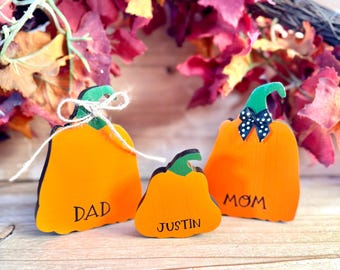 Personalized Wooden Pumpkin Family | Thanksgiving Table Decor
