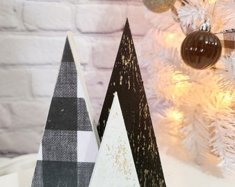 Rustic farmhouse wooden trees holiday decor