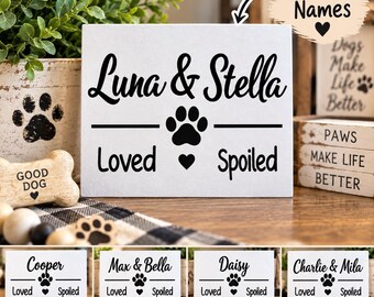 Personalized Pet Name Sign, Custom Dog Name Sign, Loved & Spoiled Pet Decor, Dog Mom Gift, Wooden Pet Sign, Personalized Dog Decor