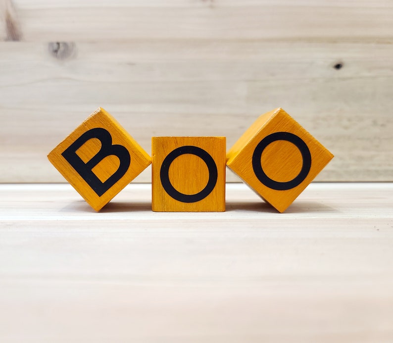 Boo Blocks, Halloween Tiered Tray Decor, Wooden Letter Blocks, Shelf ...