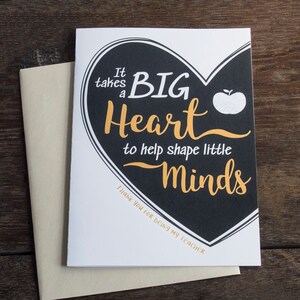 Printable Teacher Thank You Card & Envelope | Instant Thank You Teacher Card | Big Hearts Shape Little Minds Card | Teacher End of Year Gift
