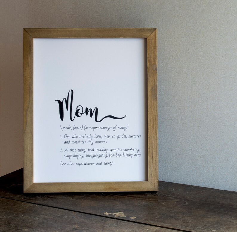 Printable Gift for Mom | Mom Birthday Print | Mother's Day Print | Thank You Mom | Definition of ...