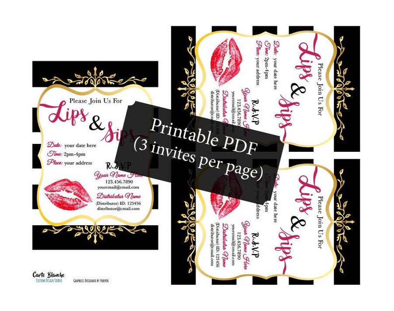 Printable Lip and Sips Party Invitation Lipsense Printable Invitation ...
