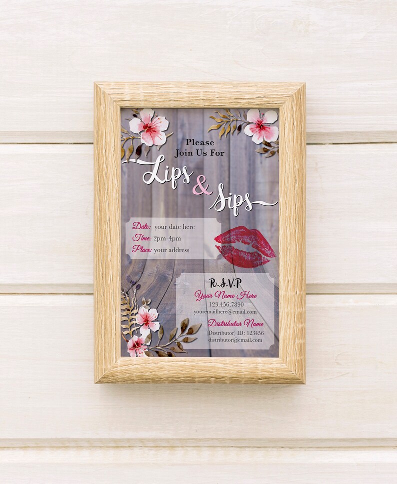 Printable Lip and Sips Party Invitation | Lipsense Printable Invitation ...
