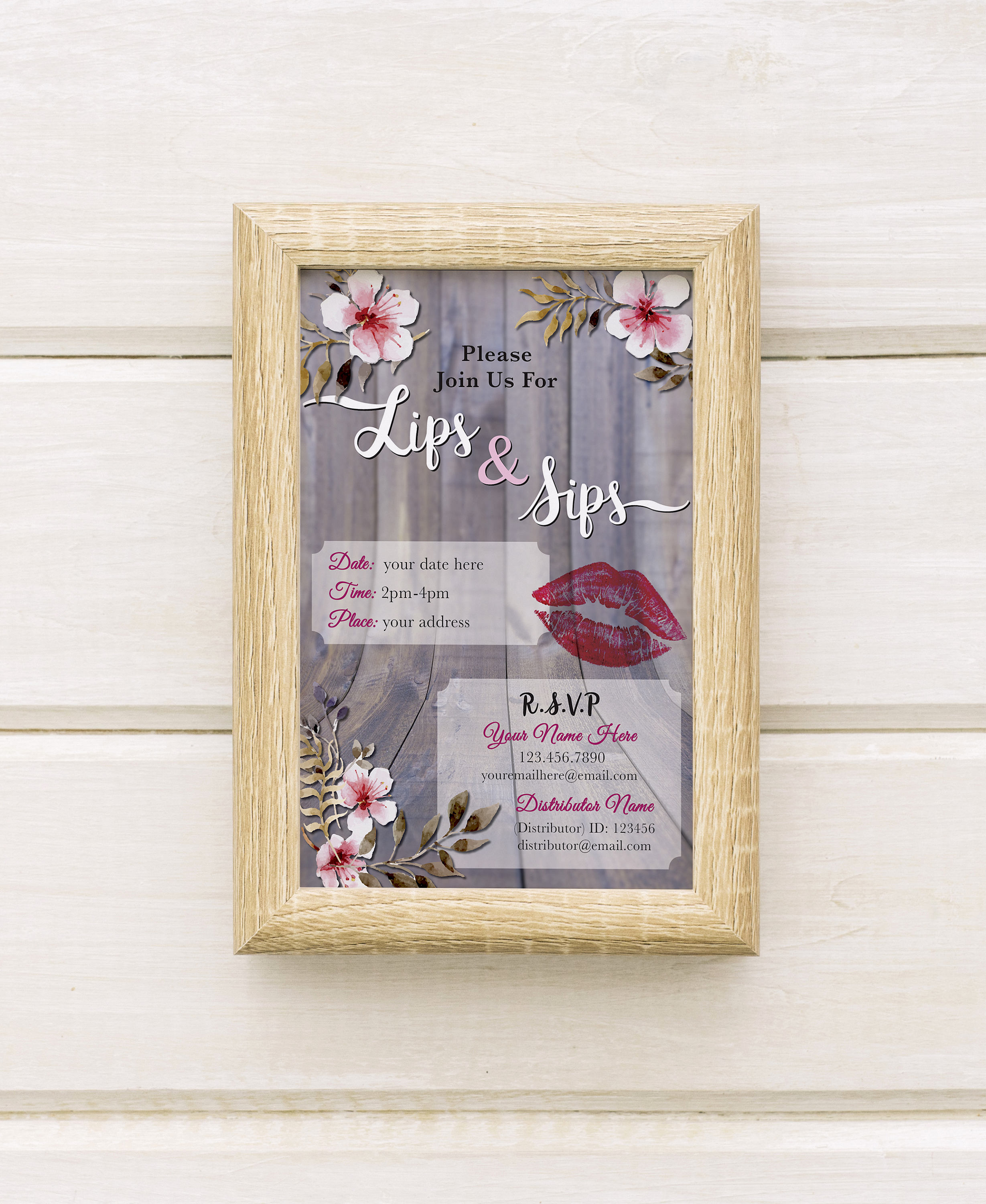 Printable Lip and Sips Party Invitation | Lipsense Printable Invitation ...