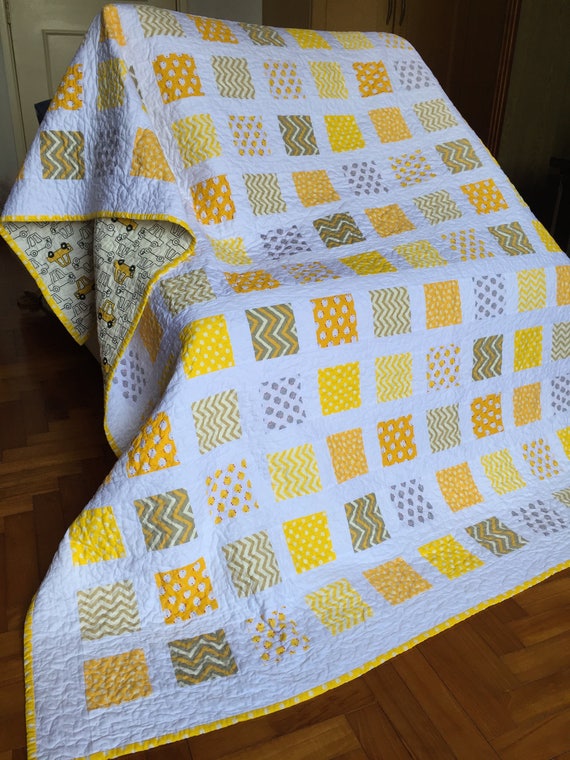 Yellow Boxes quilt Quilts for sale Twin Quilt for Etsy
