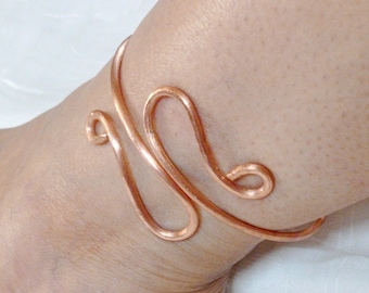 Pure copper anklet/bracelet,Foot cuff ankle bangle,Tribal body jewelry,Metal ankle bangle,Bohemian modern anklet,Gypsy hippie ankle bracelet