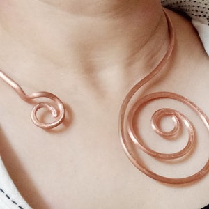 Copper Necklace,Necklace For Women,Bridal Necklace,Adjustable boho collar,Gift For Her,Choker Necklace,Pure Copper Jewelry,Swirl Necklace.