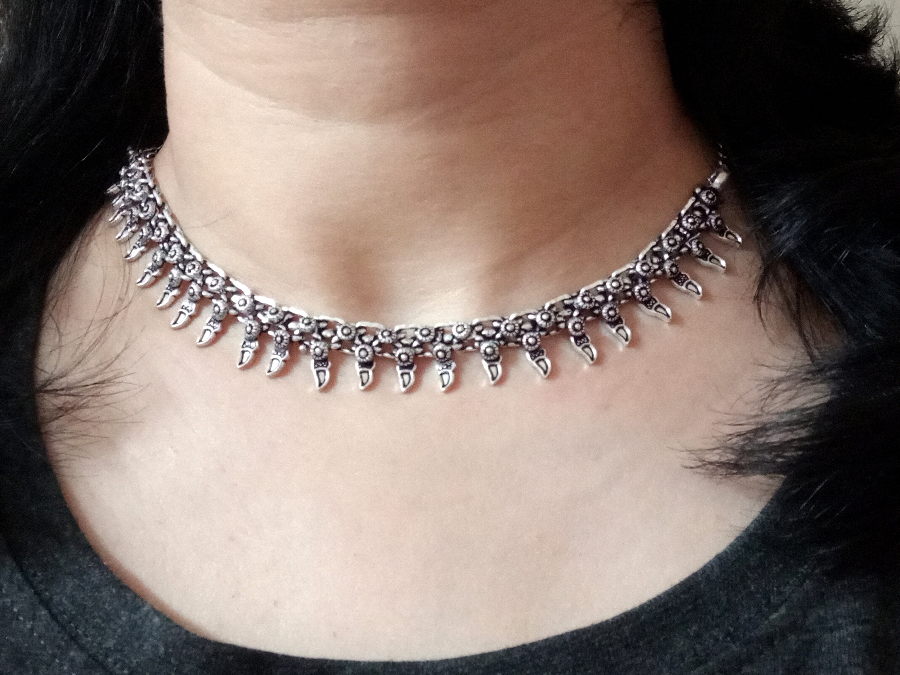 Oxidized Silver Choker,oxidized Necklace,tribal Necklace