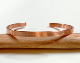 Hand Forged Copper Cuff Bracelet: Rustic Minimalist Jewelry