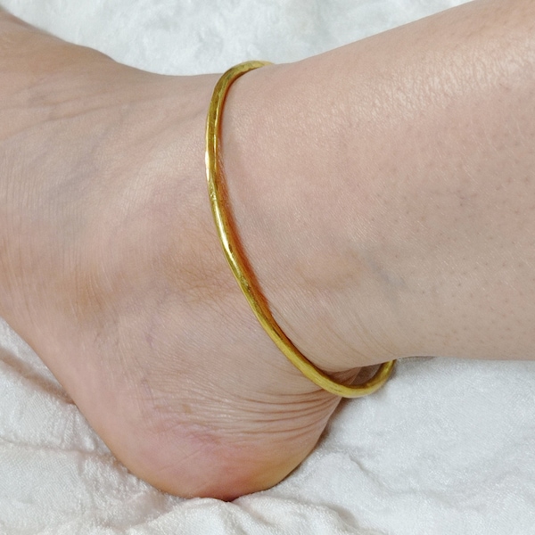 Pair Brass Ankle Bangle,Gold Bangle Anklet,Anklet Bangle Cuff,Brass Ankle Cuff,Gold Ankle Bangle,Slave Anklet Kada,Foot Bangle,Tribal Anklet