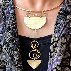 Gold Halskette,Lange Anhänger Halskette, Einzigartige Statement Halskette,Bold Halskette,Geometrische Halskette,Geschenk Für Sie