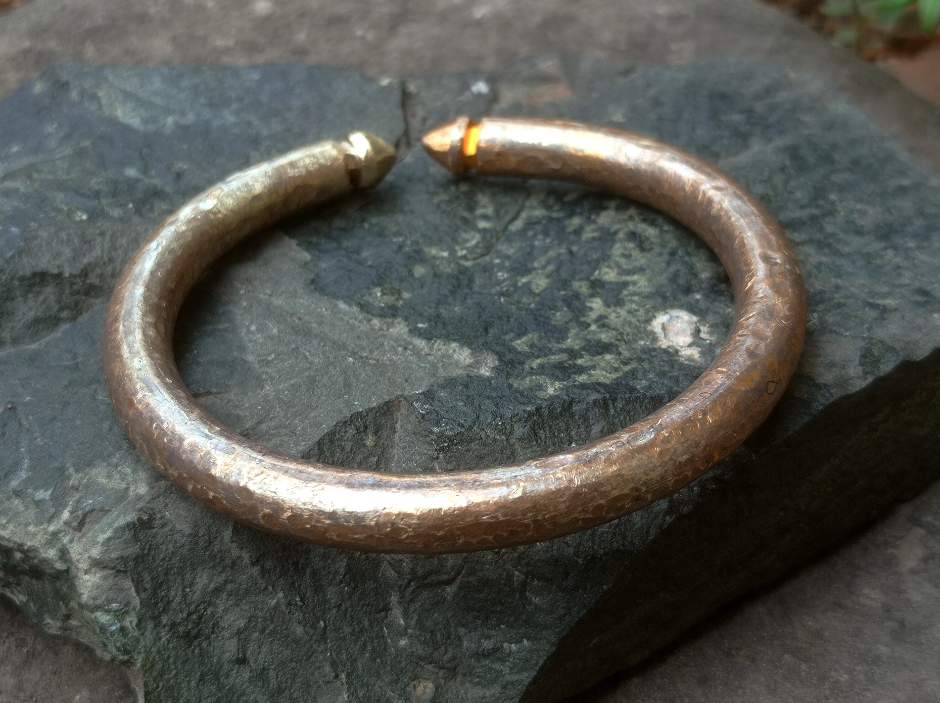 Gold Cuff Bracelet Menheavy Thick Bangle Cuffhammered Beaten Etsy