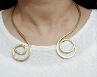 Choker Necklace,Torc Necklace,Brass Torque,Celtic Necklace,Collar Necklace,Spiral Torc Necklace,Torc Necklace For Women,Unique Gift For Her.