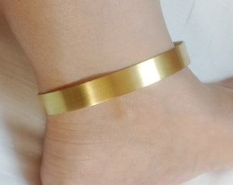 Pair Ankle Bangle Cuffs,Gold Bangle Anklet,Ankle Cuff,Brass Anklet Bangle,Metal Ankle Cuffs,Brass Ankle Bangle,Thick Tribal Anklet,Gold,Boho