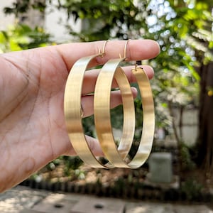 Gold Hoop Earrings,Minimalist Earrings,Oversized Earrings,Extralarge Earrings,Big Chunky Earrings,African Earrings,Brass Earrings,3&quot;Diameter