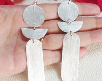 Large Silver Earrings,Minimalist Earrings,Earrings For Women,Handmade Jewelry,Geometric Earrings,Statement Earrings,Gift For Her,Lightweight
