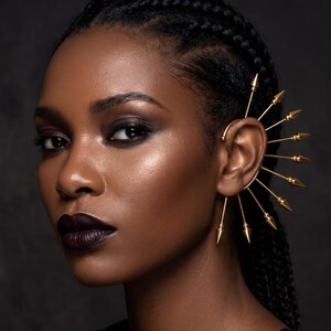 Conjunto de pendientes ajustables sin perforación, aros para la oreja chapados en oro, trepadores de oreja con pinchos, aros para cartílago, joyería con pinchos atrevida, joyería llamativa, estilo boho.