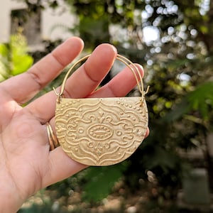 Chunky Gold Hoop Earrings,Large Gold Hoop Earrings,Boho Big African Earrings,Gift For Her/Mom,Earrings For Women,Vintage Hoop Brass Earrings