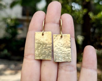 Minimalist Earrings,Geometric Earrings,Brass Earrings,Hammered Earrings,Gold Earrings,Dangle Earrings,Handmade Earrings,Gift For Her,For Mom