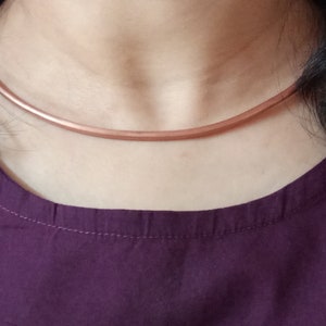 Men/Women pure copper torque,Solid copper adjustable choker necklace,Simple modern collar,Minimalist tribal neck cuff,Thick celtic necklace.