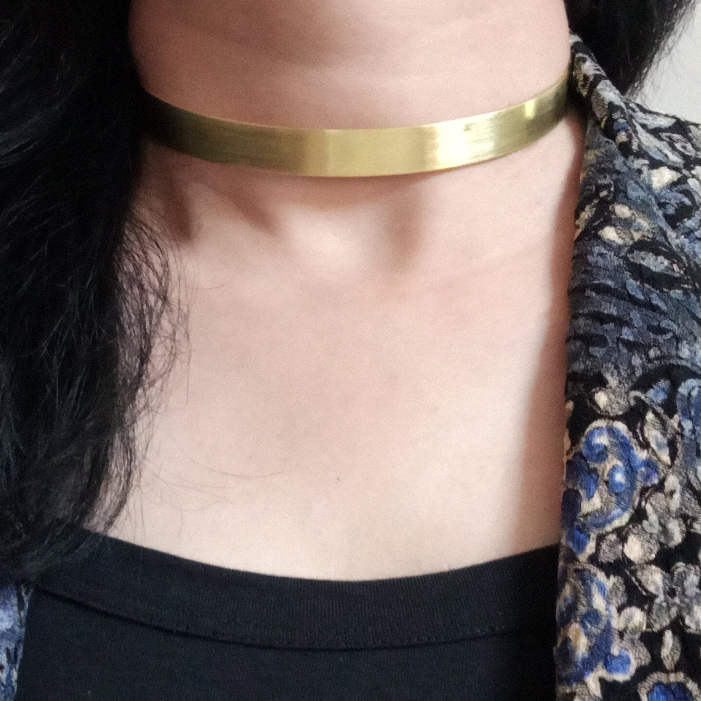 Rigid Golden Choker Necklaces for Women Metal Torques Statement Jewelry Punk Alloy Chocker Collar Bib Necklace Fashion, Women's, Size: One size