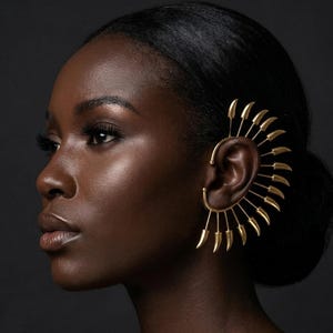 Set med guldpläterade öronmanschetter, justerbar hel öronbälte, ingen piercing, minimalistiska smycken, bohemiska statementsmycken, bohemiska tribalsmycken, handgjorda
