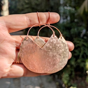 Kupfer Hoop Ohrringe, große Ohrringe, Geschenk für Sie / Mutter, gehämmert Ohrringe, gehämmert Ohrringe, Handgemachte Boho Ohrringe
