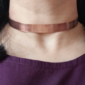 Wide thick copper choker,7th Anniversary copper gift,Classic trendy cuff collar,Broad evening party collier,Statement minimalist necklace.
