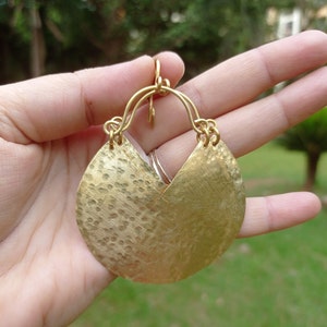 Oversized Gold Disc Earrings,Large hoop earrings,Big Brass Earrings,Earrings For Women,Boho Jewelry,Hammered Earrings,Large African Earrings