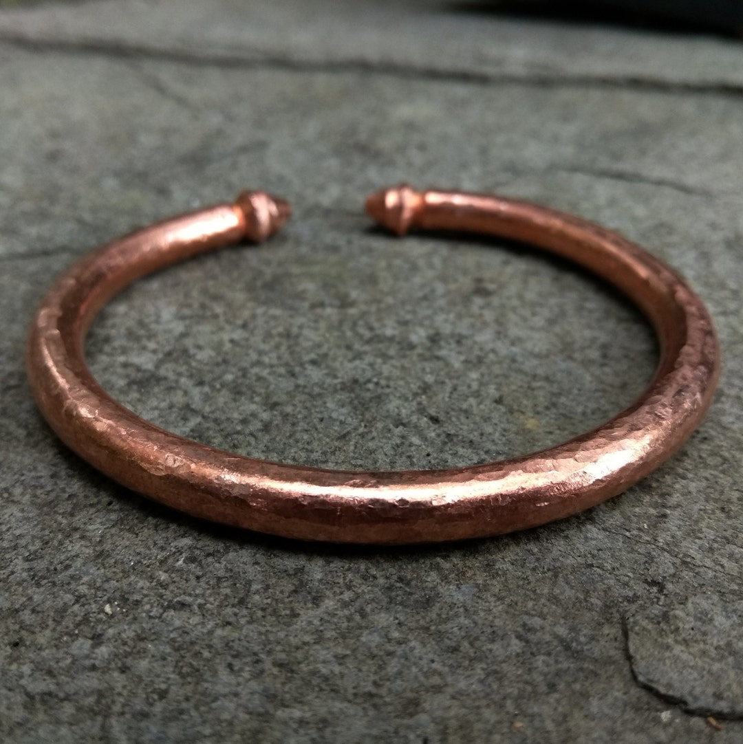 Buy Thick Heavy Pure Copper Bracelet,solid Chunky Mens Cuff Bangle,bracelet  for Him/her,mens Jewelry,rustic Hammered Bracelet,gift for Online 