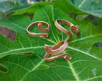 Anillo de serpiente de cobre, anillo de serpiente ajustable, joyería de serpiente, anillo para hombres y mujeres, joyería de cobre, joyería para la artritis, joyería de serpiente, regalo para ella