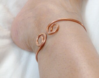 Ankle Cuffs,Ankle Bangle,Anklet Bangle,Arthritis Jewelry,Bangle Anklet,Copper Anklet,Summer Jewelry,Boho Anklet,Tribal Jewelry,Minimalist.