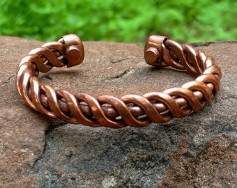 Solid Copper Bracelet Custom Sizing Handmade with Positive Energy 