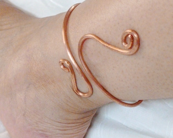 Brazalete de tobillo, tobillera, tobillera de cobre puro, tobillera de cobre, puños de tobillo, joyería para pies, joyería de verano, regalo para ella, regalo para mujer, regalo único.