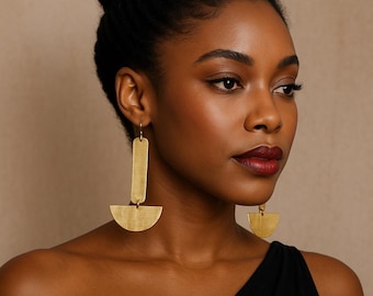 Statement Earrings,Extra Large Earrings,Minimalist Earrings,Long Earrings,Geometric Earrings,African Jewelry,Gift For Her,Birthday Gift,Boho