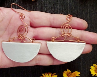 Pendientes Media Luna, Pendientes Geométricos, Pendientes Étnicos Boho, Joyas Boho, Pendientes Para Mujer, Pendientes Tribales Rústicos, Pendientes Semicírculos.