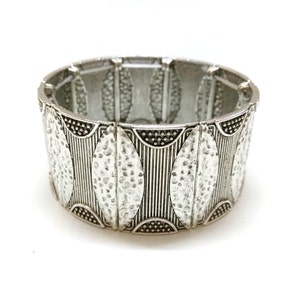Chunky silver bracelet,Stretch wide cuff bracelet,Thick adjustable bangle,Bold statement jewelry,Antique modern bracelet,Oversized edgy cuff
