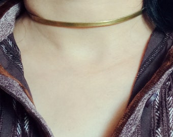 Brass torque necklace,African cuff necklace,Statement metal choker,Women's torc collar,Torque necklace gold,Vintage style torc,Simple torque