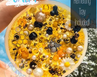 Honey Bee Haven Sensory Fidget Pad – Remeltable, Reusable, Textured Picky Pad (Tray Included)